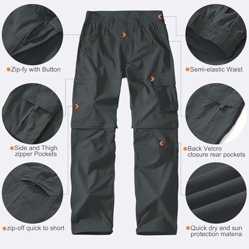 Men's Outdoor Quick Dry Convertible Lightweight Hiking Fishing Zip Off Safari Trousers3