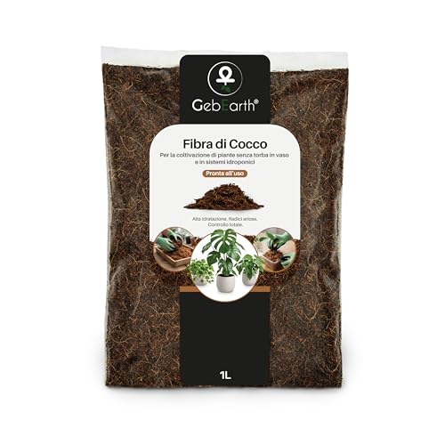 gebearth® | fibra di cocco per piante 100% naturale【1l】 | lavata e tamponata | fibra di cocco universale per piante in vaso e coltivazioni idroponiche.