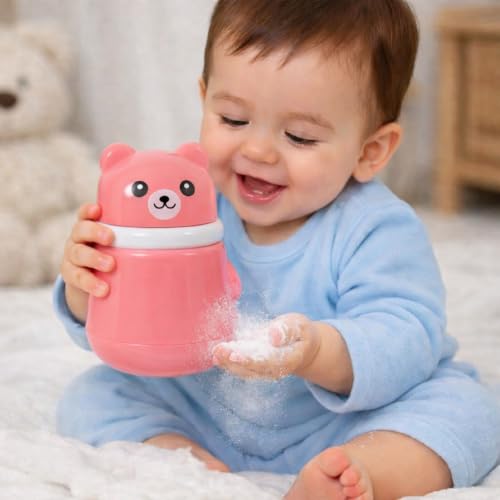 Image of Baby Skin Care Powder Talcum Puff Case Cum Container Box Reusable Refillable for Toddlers Kids and Infants for Baby Body And Face Grooming BPA Free (DESIGN 702)