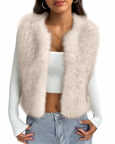 BTFBM Faux Fur Vest For Women 2025 Trendy Fall...
