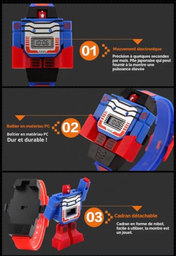 VIGOROSO Boys Children Kids Digital PU Watch Transformers Bumblebee Cartoon Wristwatch (Blue Band) – vue 6