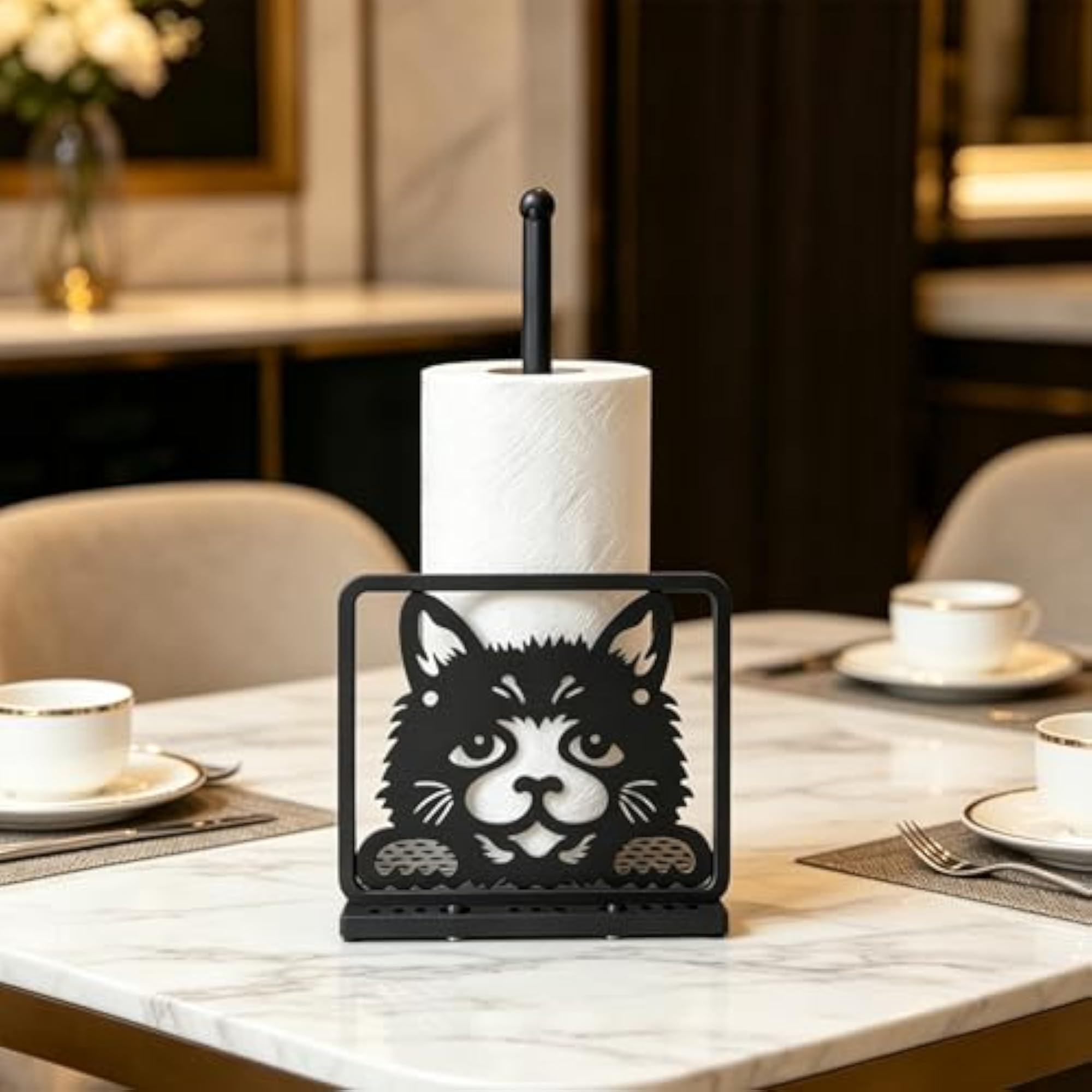 Decorative Metal Paper Towel Holder for Kitchen or Bathroom