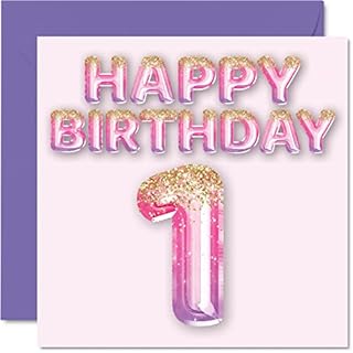 21st Birthday Card for Women - Pink & Purple Glitter Balloons - Happy Birthday Cards for 21 Year Old Woman Daughter Sister Auntie Cousin, 145mm x 145mm Twenty-One Twenty-First Bday Greeting Cards Gift