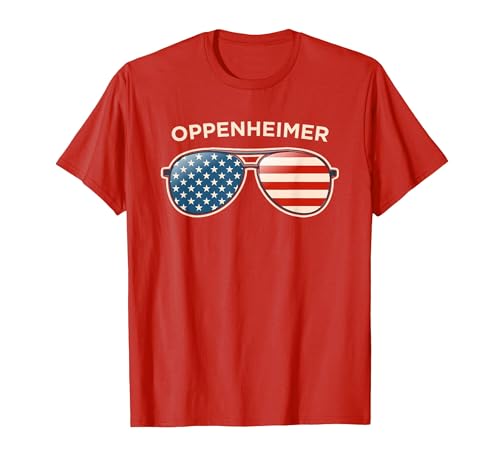 Oppenheimer, PA Vintage US Flag Sunglasses T-Shirt, Men, Red, Medium