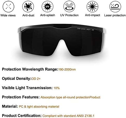 mozeeda IPL 190nm-2000nm Laser Safety Glasses, Red Light Therapy Goggles