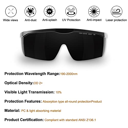 mozeeda IPL 190nm-2000nm Laser Safety Glasses, Red Light Therapy Goggles For Laser Cosmetology Operator Eye Protection And Laser Hair Removal Treatment