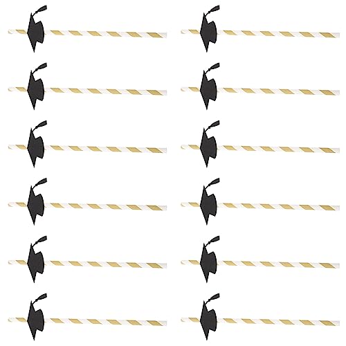 Pitillos de Papel con Gorra de Graduación Pack 12 Negro miniatura 4