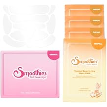 Smoothies Full Coverage Wrinkle Patches for Face Overnight 192-ct and Tropical Resurfacing Sheet Mask 3-Pack