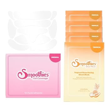 Smoothies Full Coverage Wrinkle Patches for Face Overnight 192-ct and Tropical Resurfacing Sheet Mask 3-Pack