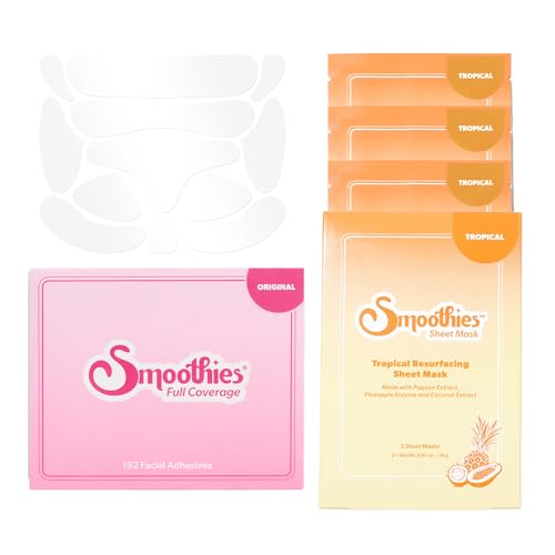 Smoothies Full Coverage Wrinkle Patches for Face Overnight (192-ct) and Tropical Resurfacing Sheet Mask (3-Pack)