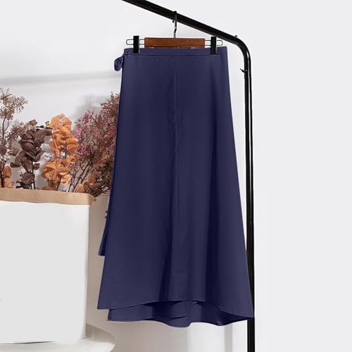 Womens Maxi Skirt Summer Trendy Tie Knot Elastic High Waisted Casual Work Office Swing Long Skirts with Pockets3