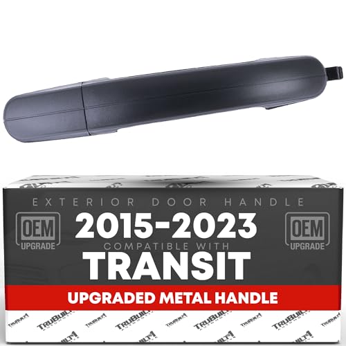 Image of T1A Exterior Rear Passenger Sliding Door Handle Replacement Upgraded Metal - Compatible with 2015-2023 Ford Transit - Textured Black, Plastic - OEM BK2Z-6126604-A, BK2Z-61218B08-A, 97699