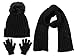 Polar Wear Boys Knit Hat, Scarf and Gloves Set with, Black (1298), Size One Size