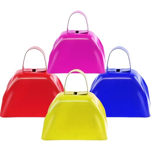 Cow Bells Noise Makers for Sporting Events, 4PCS Metal Cowbells
