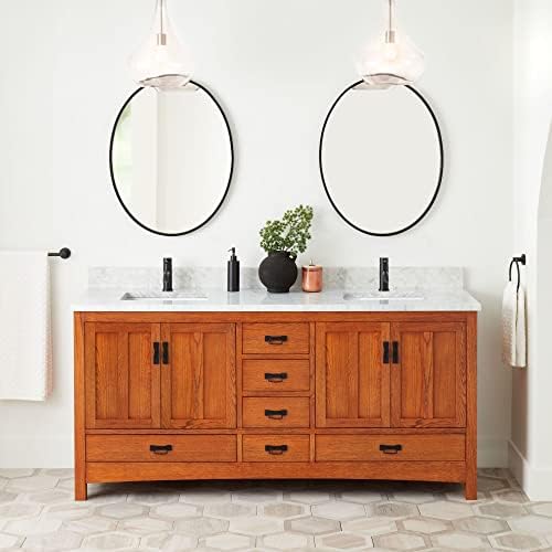 Signature Hardware 484187 Maybeck 72" Free Standing Double Basin Vanity Set with Cabinet and Marble Vanity Top - Tinted Oak/Carrara Marble