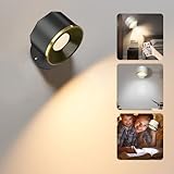 MLOQI LED Wandlampe Innen Dimmbar mit Fernbedienung Kabellos Batterie,Wandleuchte mit Akku 16 Farben Batteriebetrieben Magnetkugel Schlafzimmer Lernen Arbeit Untergeschoss (Schwarz)