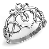 925 Sterling Silver Irish Claddagh Rings for Women - Endless Celtic Knot Love Heart Crown Ring - Unique Design Friendship Promise Engagement Wedding Bands - Valentines Day Gifts for Her (9)