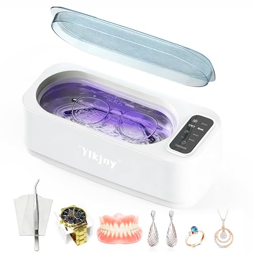 Ultrasonic Jewelry Cleaner, 55KHz 400ml Ultrasonic Cleaner with 4 Cleaning Modes & LED Light, Ideal for Jewelry Cleaner, Eyeglasses, Rings, Retainers, Silverware, Watches and Small Valuables