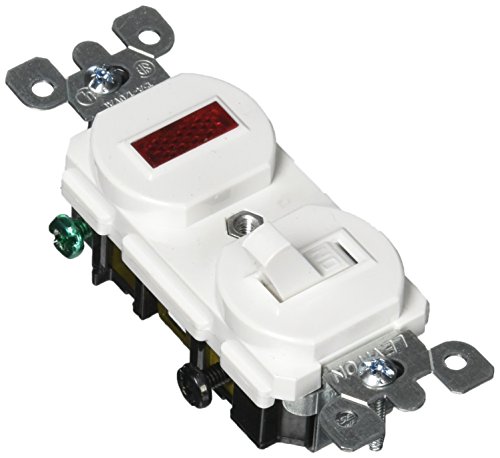 Leviton 15 Amp, 120 Volt, Duplex Style Single-Pole, Neon Pilot AC Combination Switch, Commercial Grade, 5226-I, Ivory image 5