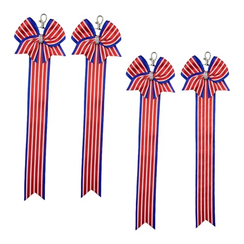 Porte-clés nœud patriotique bleu blanc rouge (lot de 4) léger et robuste