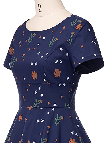 Image of GownTown Women's 1950s Vintage Dresses Short Sleeves Cocktail Stretchy Party Dresses with Pocket