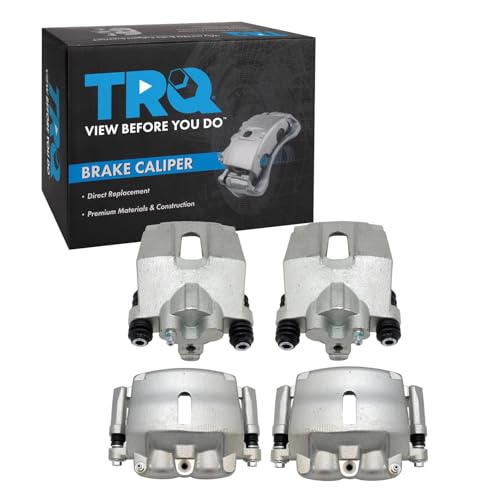 Image of TRQ Front and Rear Brake Caliper Set Zinc Coated Brackets Compatible with 2004-2008 Ford F 150 2004 Ford F 150 Heritage 2006-2008 Lincoln Mark LT