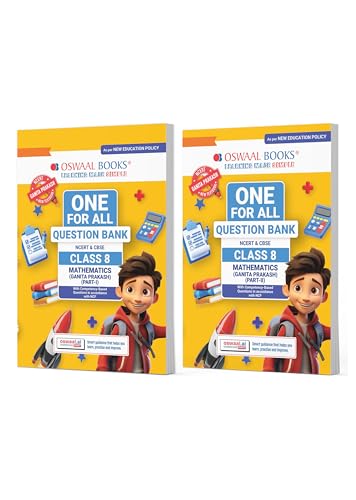 Image of Oswaal One For All Question Banks NCERT & CBSE Class 8(Set of 2 Books) Mathematics Part-1 & Part-2 (For Exam)