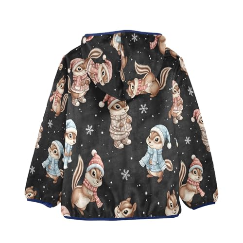 Cute Squirrels in Winter Clothes Toddler Fleece Jacket Girl Boys Hooded Fleece Jacket Coat Warm Outwear Zip-up 3-10T2