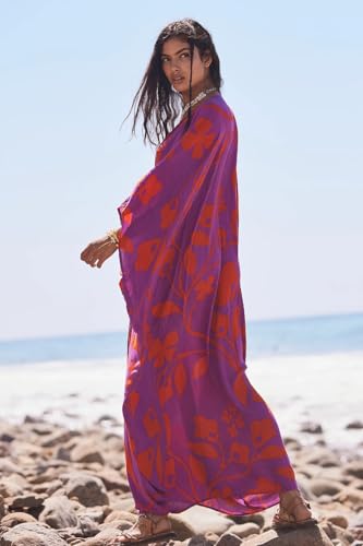 Image of Moss Rose Kaftan Dresses for Women V Neck Summer Swimsuit Cover up Caftan Maxi Beach Dresses