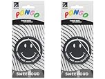 PONGO Smiley Face Car Air Freshener Sweet Oud 2 Pack – Warm Sweet Oud Car Scent | Long Lasting Hanging Carded Car Fresheners | Strong Air Freshener for Car, Van, Home