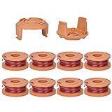 Generep Weed Eater String Replacement Trimmer Line for Worx WA0010 WG180 WG163 Spools,10 ft/0.065 Inch Trimmer String Refills Parts,WA6531 GT Spools Cap Cover(8 Spools, 2 Caps)