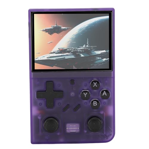 AMONIDA Consola de Juegos Portátil, Dispositivo Portátil Retro para Niños con Pantalla IPS de 3,5 Pulgadas y Tarjeta de Memoria de 64 GB (Purple)