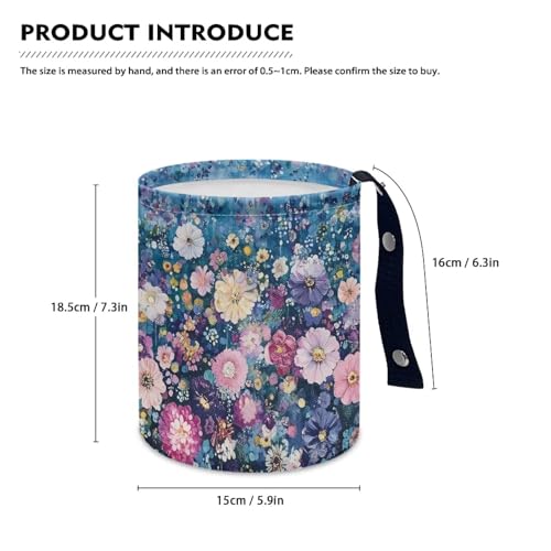 Image of Colorful Dreamy Flower Car Garbage Can Mini Car Trash Bin Hanging Headrest with Adjustable Buttons Multipurpose Car Organizer