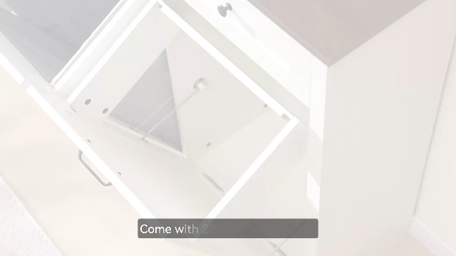 Double Tilt Out Laundry Hamper Cabinet, 20 Gallon Farmhouse Trash Can Cabinet with Drawer, Hidden Wood Garbage Can Bin Cabinets with Laundry Storage Basket for Bathroom, Kitchen (Antique White)