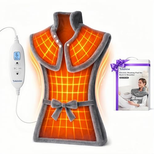 Premium Heating Pad for Neck, Shoulders and Back Pain Relief, 2.5lb Weighted Large 24'x33' Wearable...