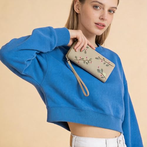 Image of RNIEGA Womens Wallet RFID Blocking Vegan Leather Zipper Around Ladies Wallets Long Clutch Purse with Wristlet