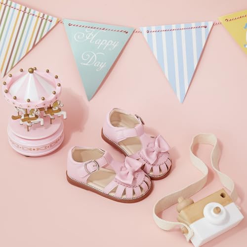 Image of Otter MOMO Girls Open Toe Princess Flat Sandals with Comfort Sole Summer Sandals