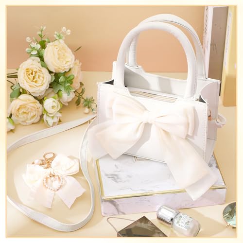 Abbylike Cute Purses for Women Leather Crossbody Handbags with Bow Charm, Adjustable Shoulder Strap and Top Carry Handle2