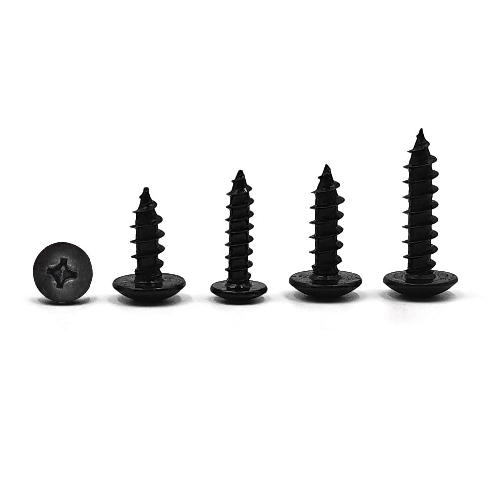 SHUNCHG 20 Pcs Black M5 x 50mm Self Tapping Wood Screws Carbon Steel Mushroom Round Flanged Head Fasteners Drilling Screw - Image 4