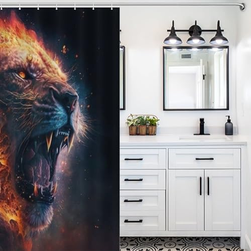 Rideau de douche lion de qualité supérieure en polyester durable