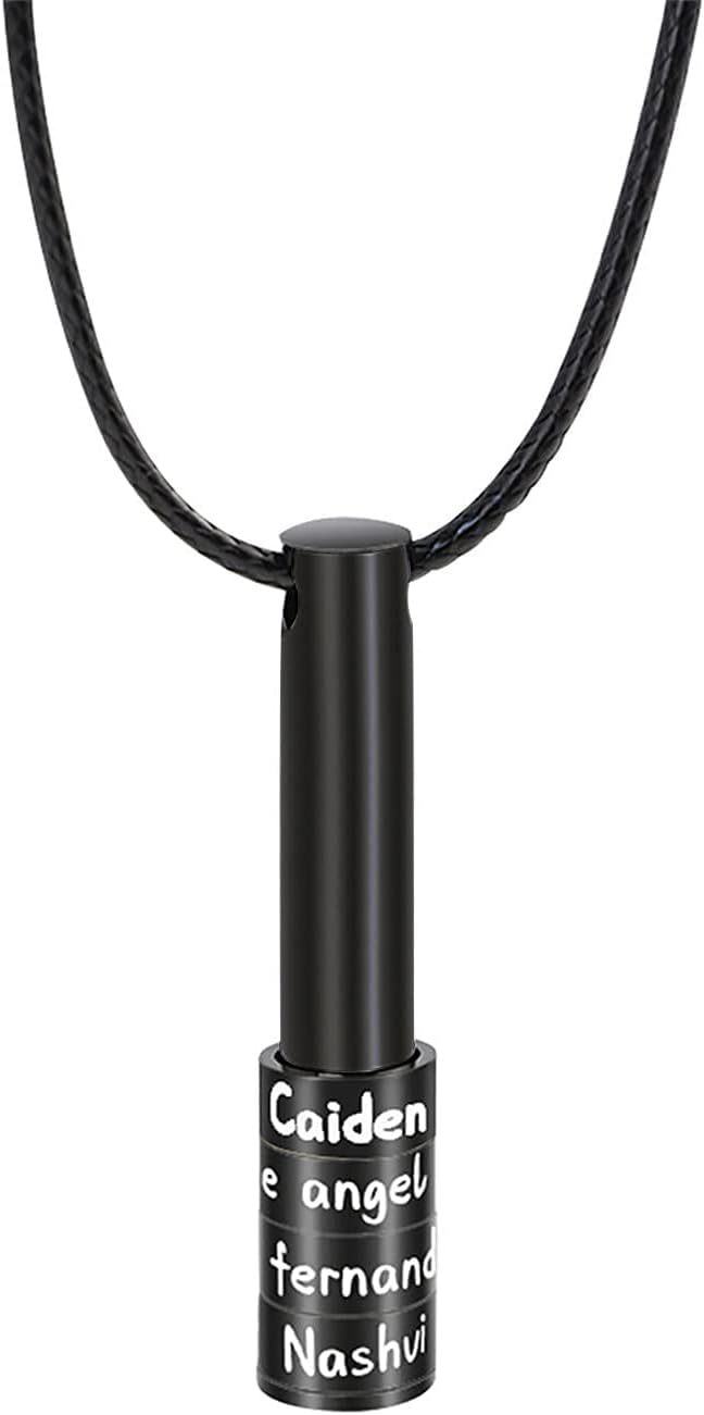 ORFAN Custom Mens Name Bar Necklace for Men Personalized Dad Necklace with 1-9 Names Engraved Name Bead Necklace Personalized Mens Family Necklace Men Necklace Chain Customized for Father