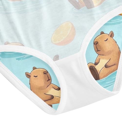 Toddler Girl Briefs, Cute Capybaras Oranges Cotton Underwear for Girls, 2–8 Years4