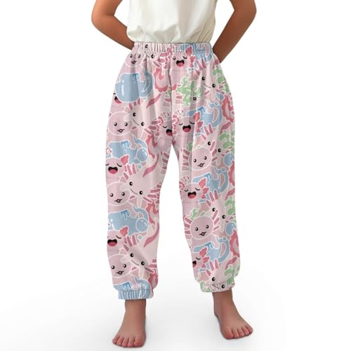 ORGYPET Girls Trousers Girls Wide Leg Pants L Slim Fit Warm Boys Lantern Trousers Trousers for Girls Wide Leg Pants Breathable Fabric for All Day Wear 2024, Axolotl Tea Cup