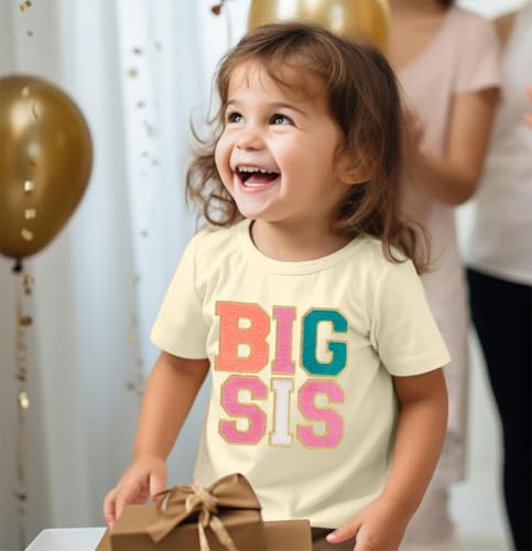Big Sister Shirts for Girls Toddler Baby Big Sis T Shirt Towel Embroidery Tees Cute Short Sleeve Tops3