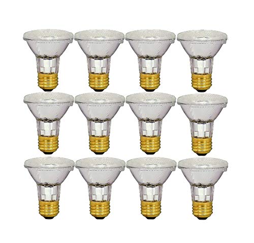 39 Watt High Output 50W Replacement (50Par20) PAR20 Narrow Flood - 120 Volt Halogen Light Bulbs for Indoor Recessed Can, Range Hood and Outdoor, E26 Base, 2700K Warm White Pack (12 Pack)