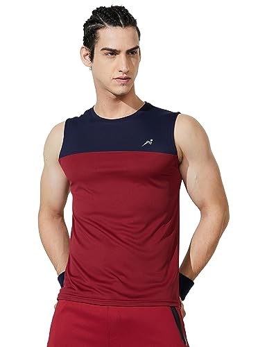 Image of Amazon Brand - Symbol Men's Polyester Color Block Active Regular Fit Sports | Round Neck | Sleeveless T-Shirt