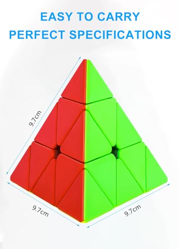 Image of CFMOUR Pyramid Speed Cube - Stickerless Triangle 3x3x3 Magic Cubes | Moyu Meilong, Fast Smooth Turning, Vivid Colour, Puzzle Game, Brain Toy for Teens and Adults