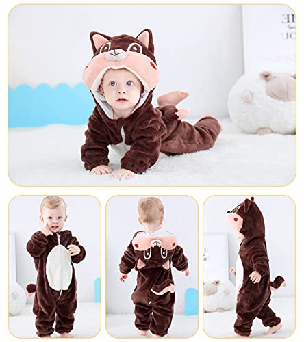 DEBAIJIA Bébé Grenouillères Animal Combinaison 0-36M Flanelle Enfant Barboteuse À Capuche Mignon Garçon Fille Pyjama - Image 6