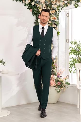 Suits for Men 3 Piece Mens Suit Slim Fit Double Breasted Notch Lapel Vest Pant for Wedding Prom Party Dinner3