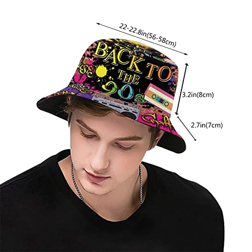 Oupoiay Retro 80S 90S Bucket Hat For Men Women Teens Vintage Unisex Travel Beach Sun Hats Packable Summer Fisherman Hat, One Size #TOP2